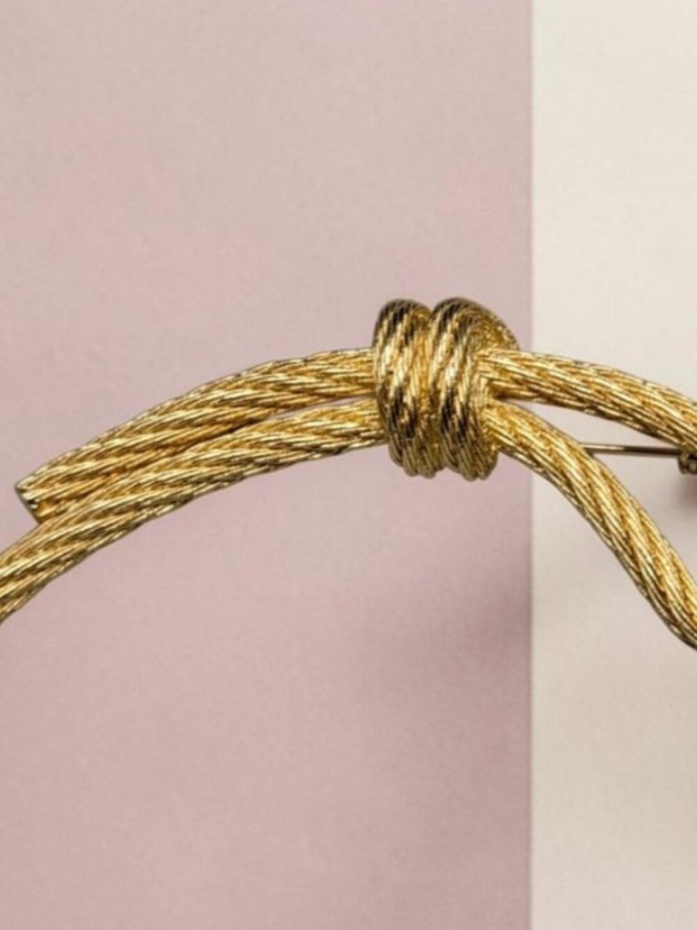Vintage Christian Dior Gold Tone Twisted Rope Knot Statement Brooch Pin 1980s - Picture 8 of 12